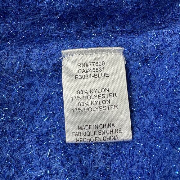 Sandrine Rose Pullover Sweater Long Sleeve Blue Metallic Sparkle Women's S NWT - Picture 9 of 10